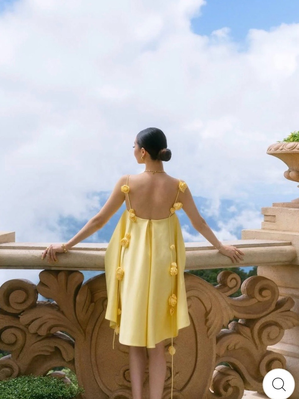 Elegant Yellow Floral-Accent Sundress
